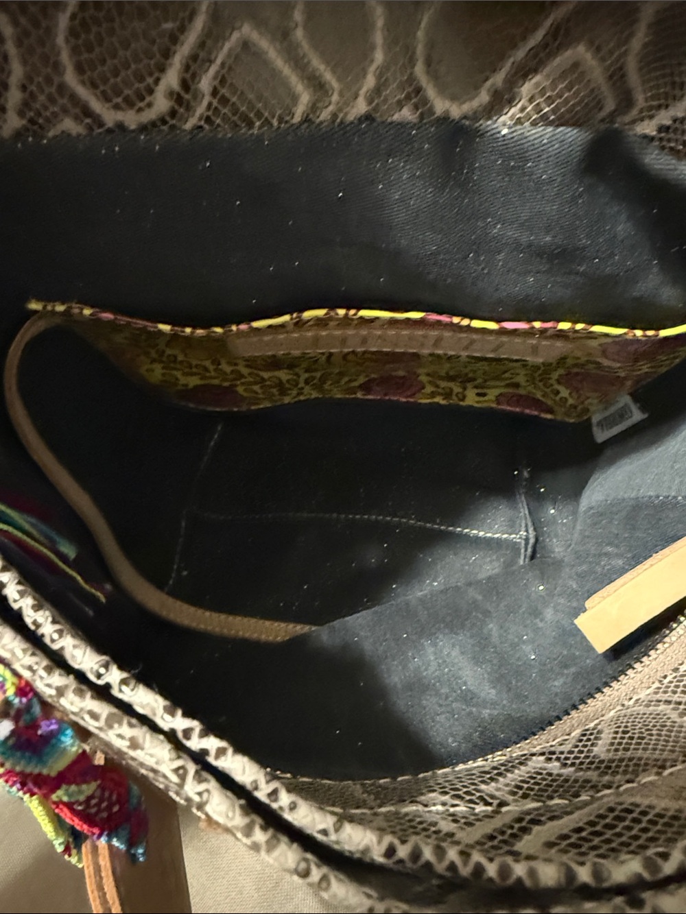 Consuela Neutral Snake-Print Tote with Tan Leather Accents - Picture 6 of 7